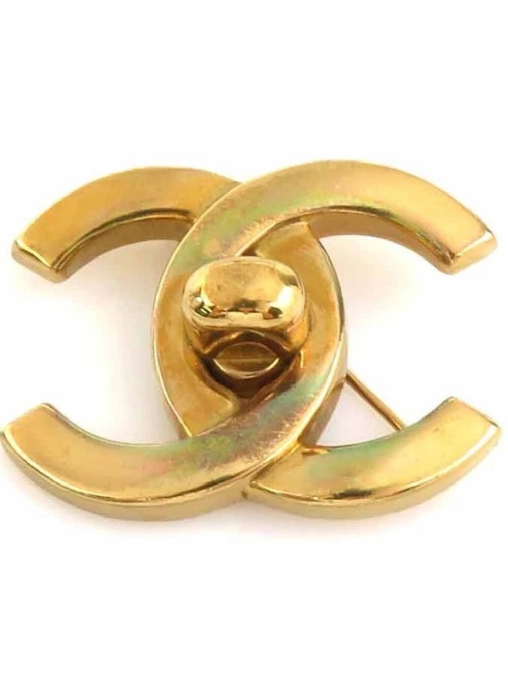 CHANEL Vintage CC Logo Brooch Gold Metal - e60841i